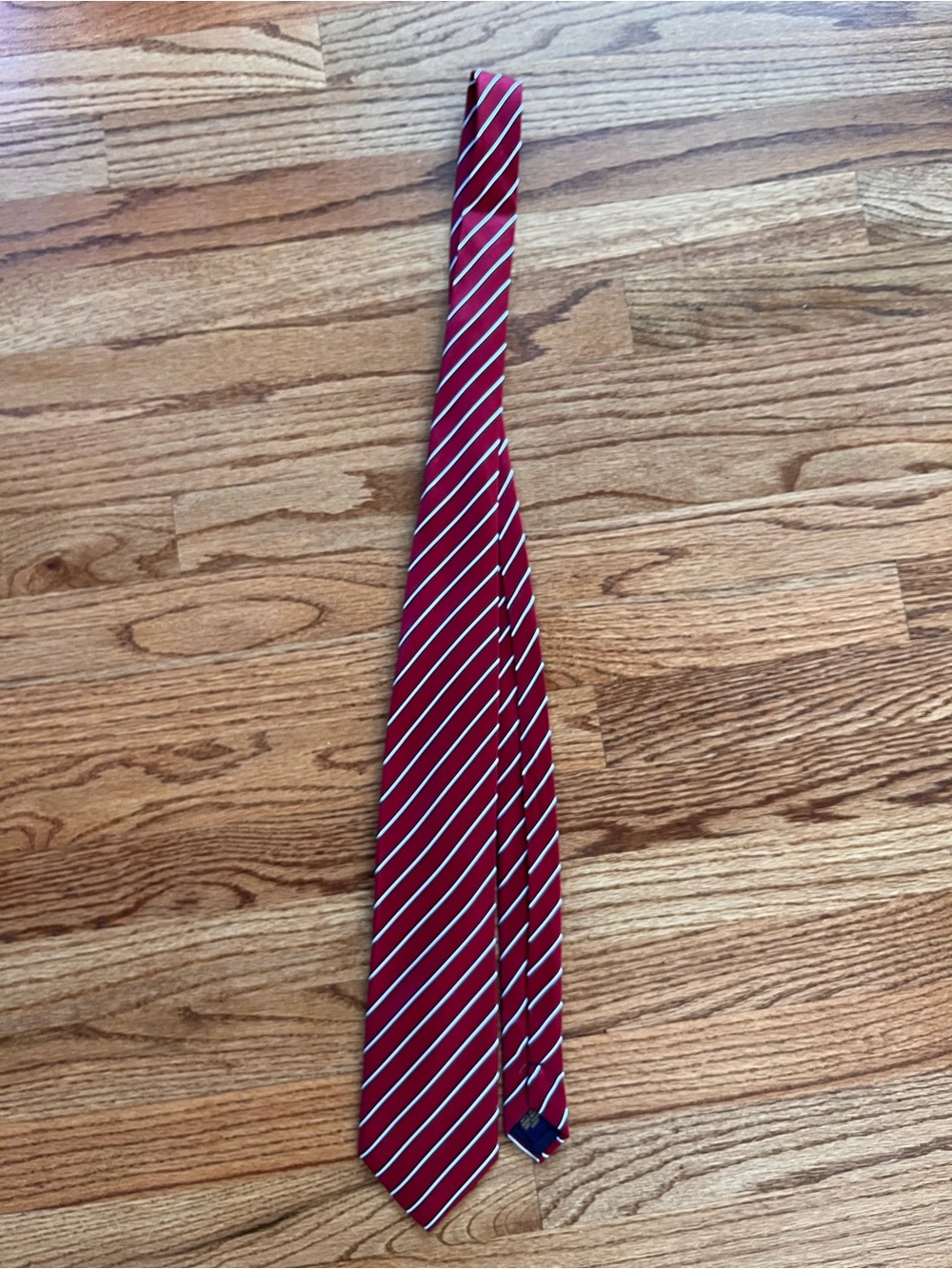 Men's Red Striped Silk Tie - Classic Business Style